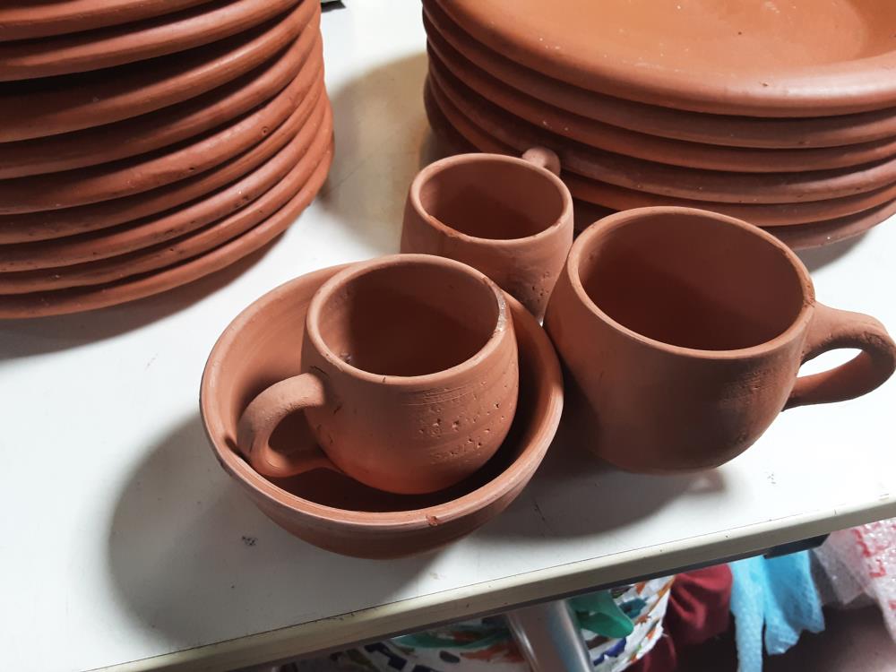 LOT 3 TASSE+ BOL TERRE CUITE