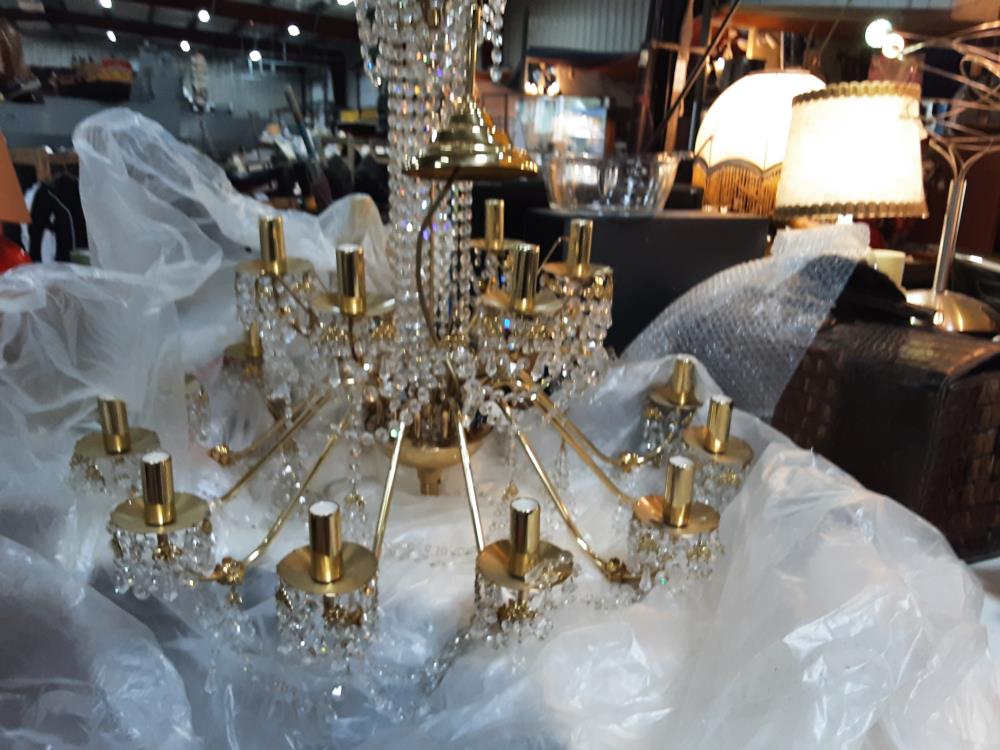 LUSTRE DORE PAMPILLES + BOULE/PAMPILLES