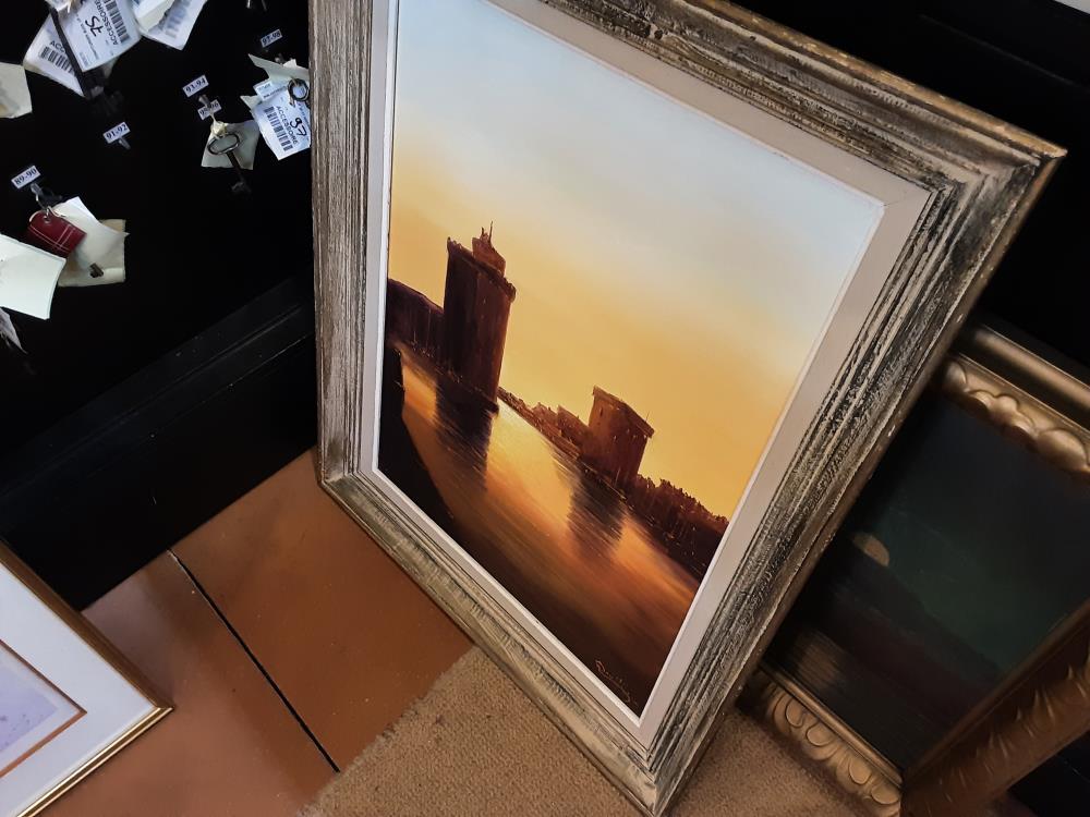 HUILE SUR TOILE "LA ROCHELLE" SIGNE QUEFFEL
