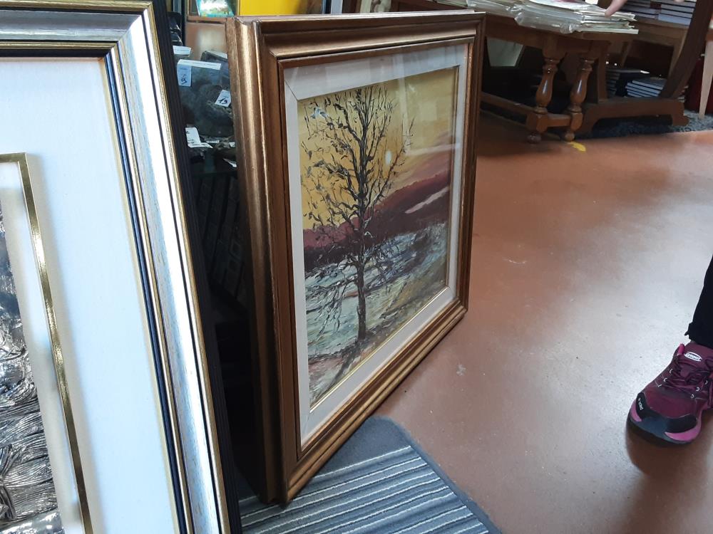 PEINTURE PAYSAGE CADRE DORE