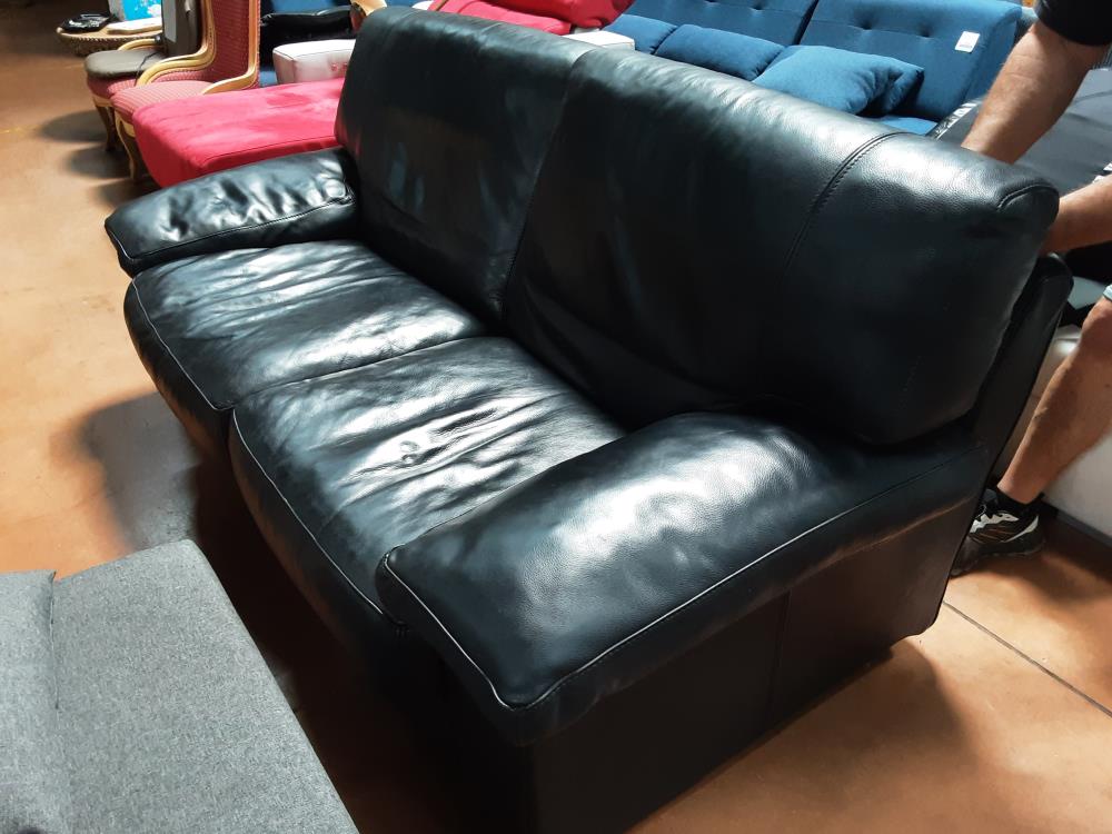 CANAPE CUIR NOIR BUFFLE