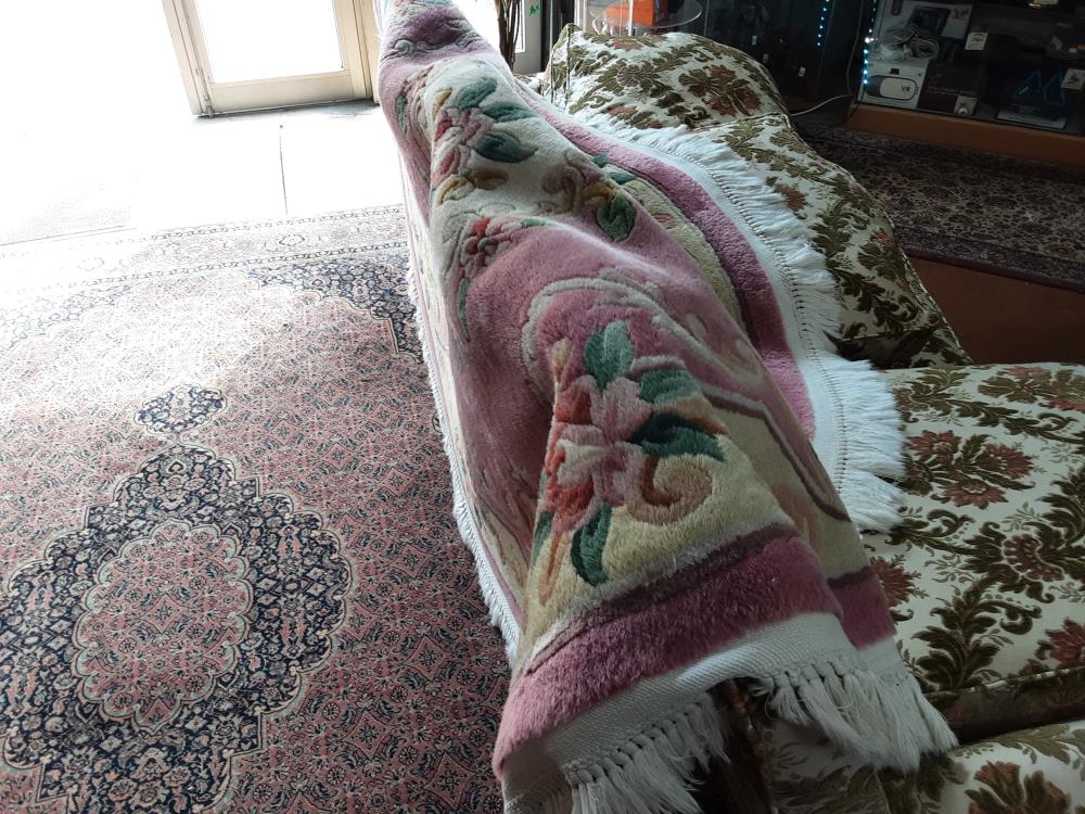 TAPIS ROND LAINE ROSE FLEURS