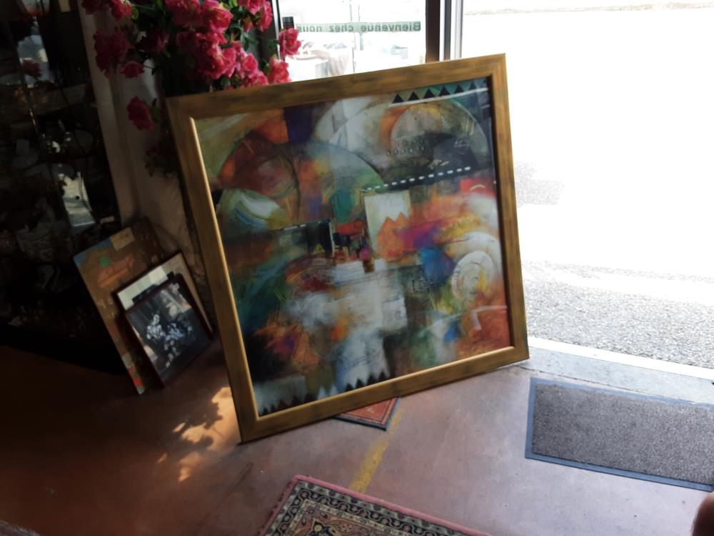TABLEAU MODERNE DORE MULTICOULEUR