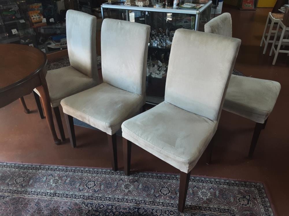 LOT DE 4 CHAISES TISSUS BEIGE
