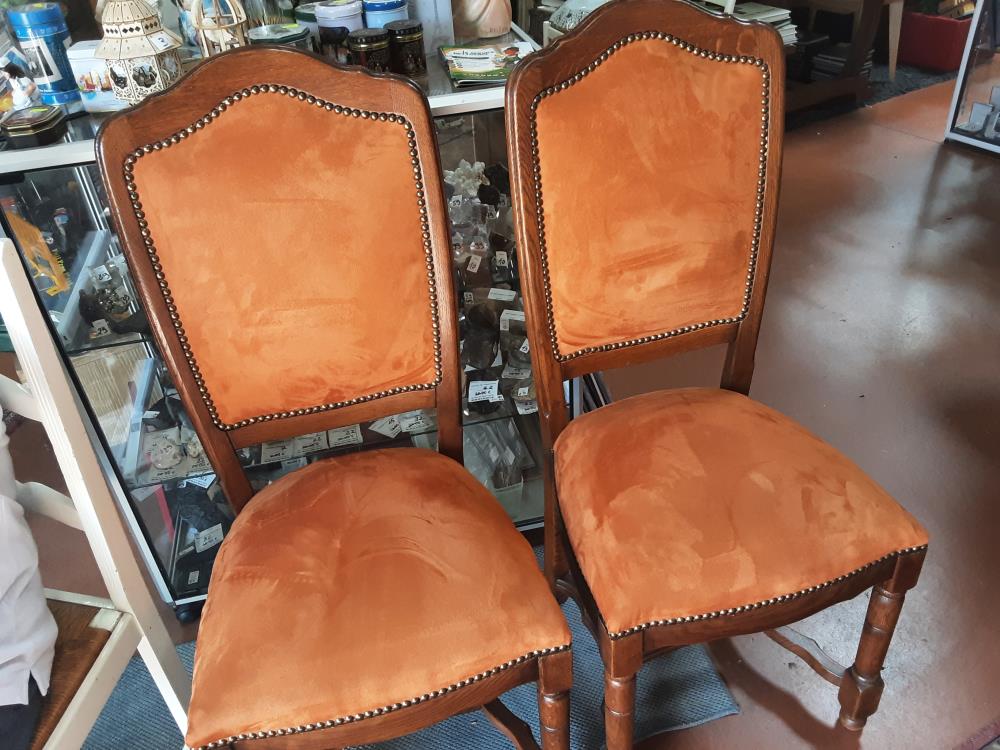 LOT DE 4 CHAISES VELOUR ORANGE