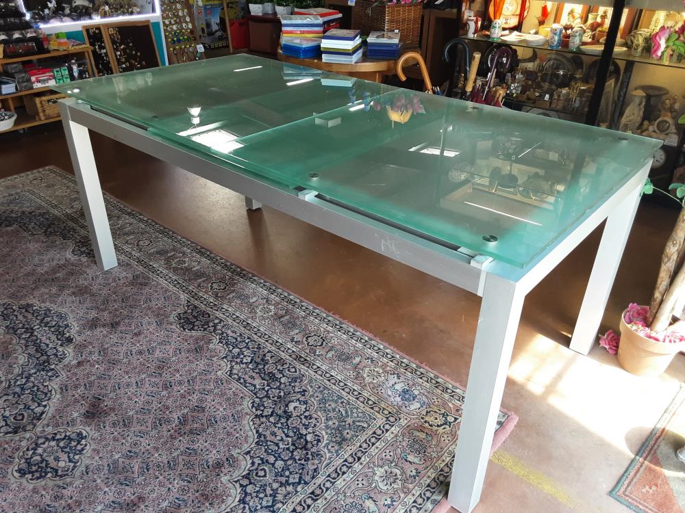 TABLE PLATEAU VERRE + 1 ALLONGE