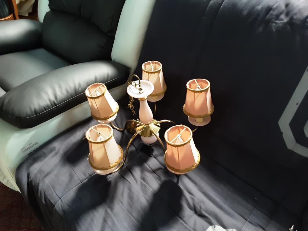 PLAFONNIER OPALINE ROSE 5 FEUX