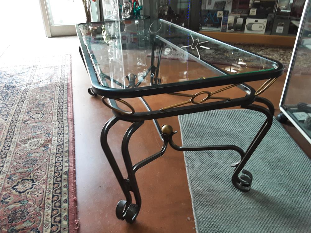 TABLE BASSE FER FORGÉE PLATEAU VERRE