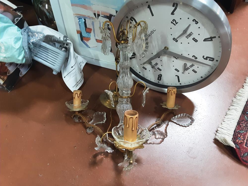 LUSTRE VERRE 3 FEUX PAMPILLES 