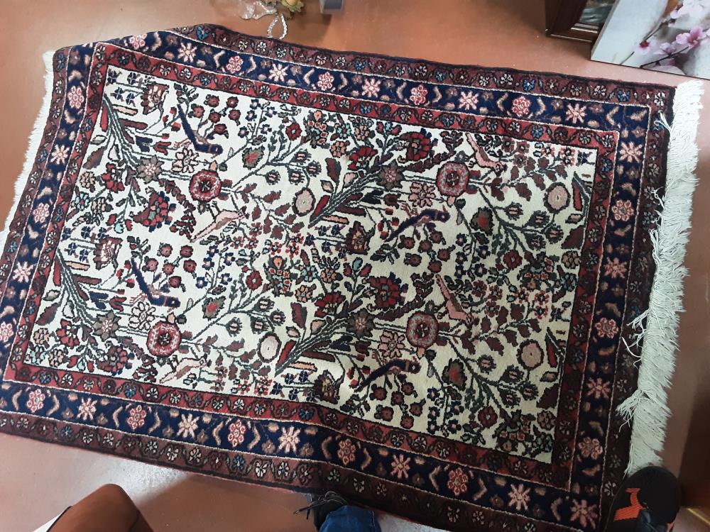 TAPIS LAINE OISEAU ROUGE/BEIGE