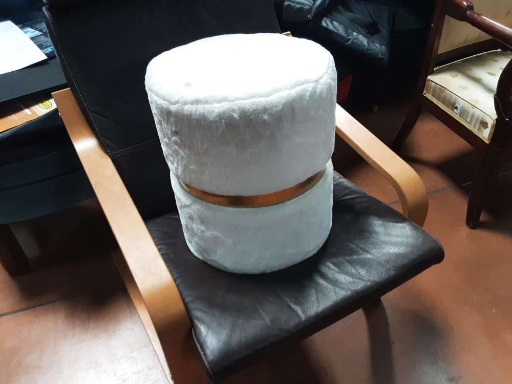 POUF HAUT ROND BLANC