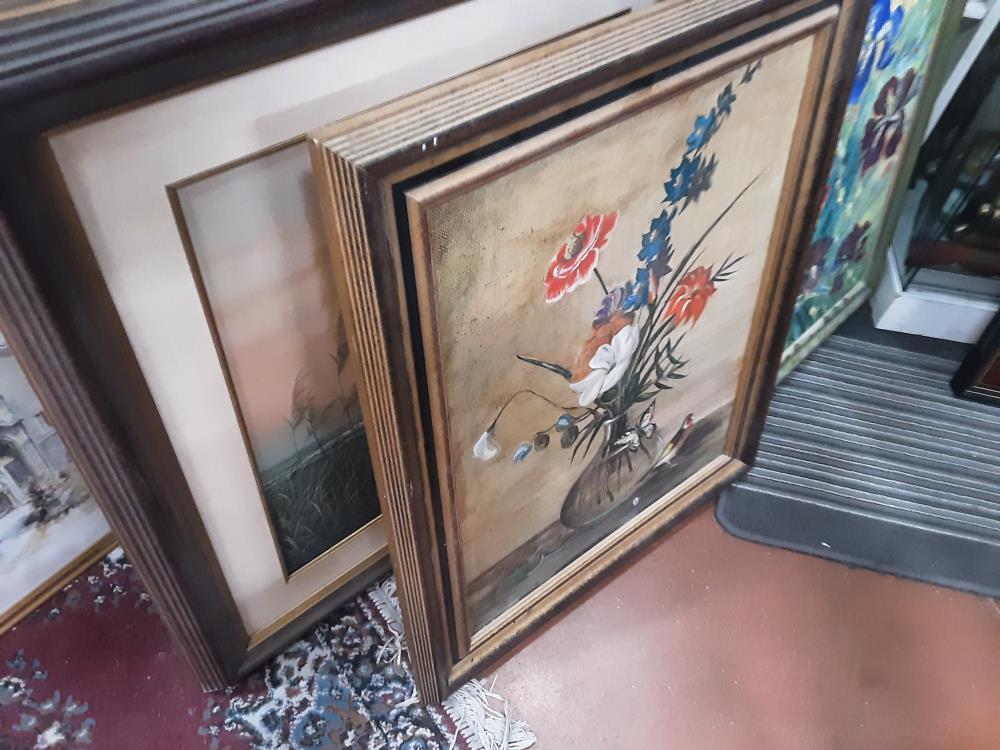 PEINTURE FLEURS OISEAU
