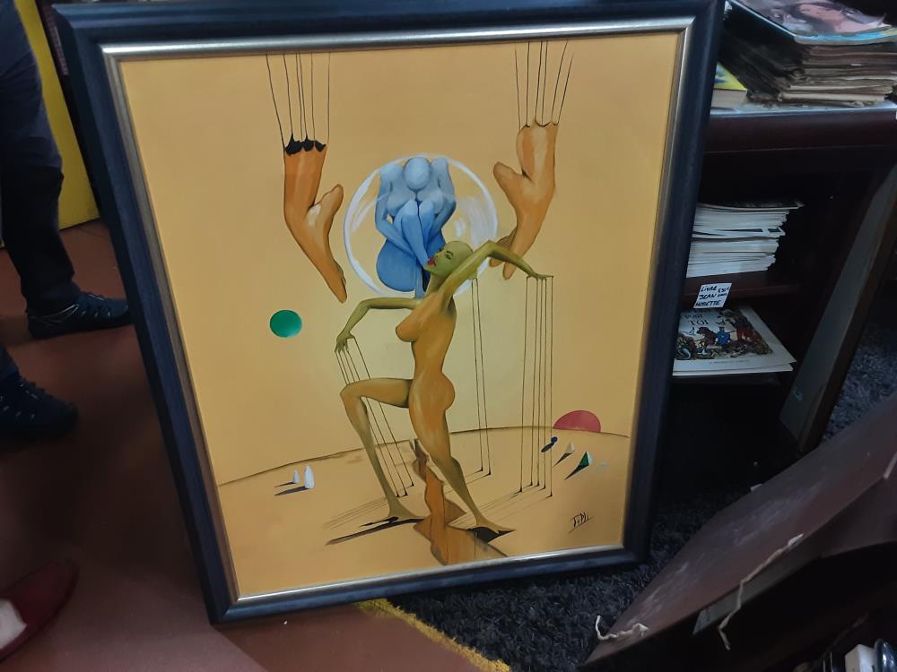 PEINTURE FEMME COLORÉ SIGNÉ 