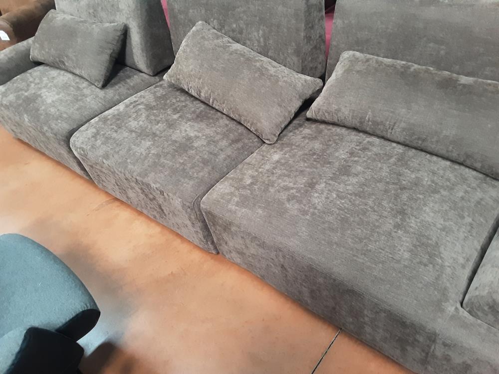 CANAPE 3 PLACES TISSUS BRUN PN 799