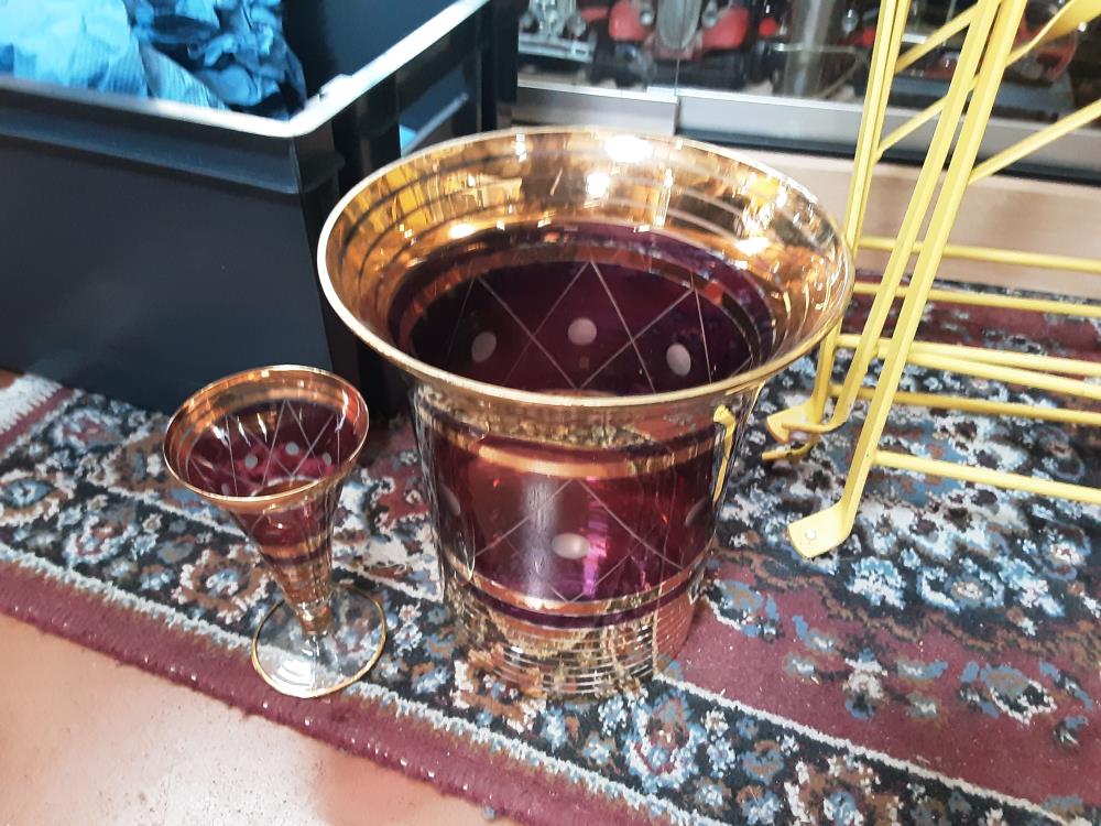 SEAU A CHAMPAGNE + 8 COUPES 1930