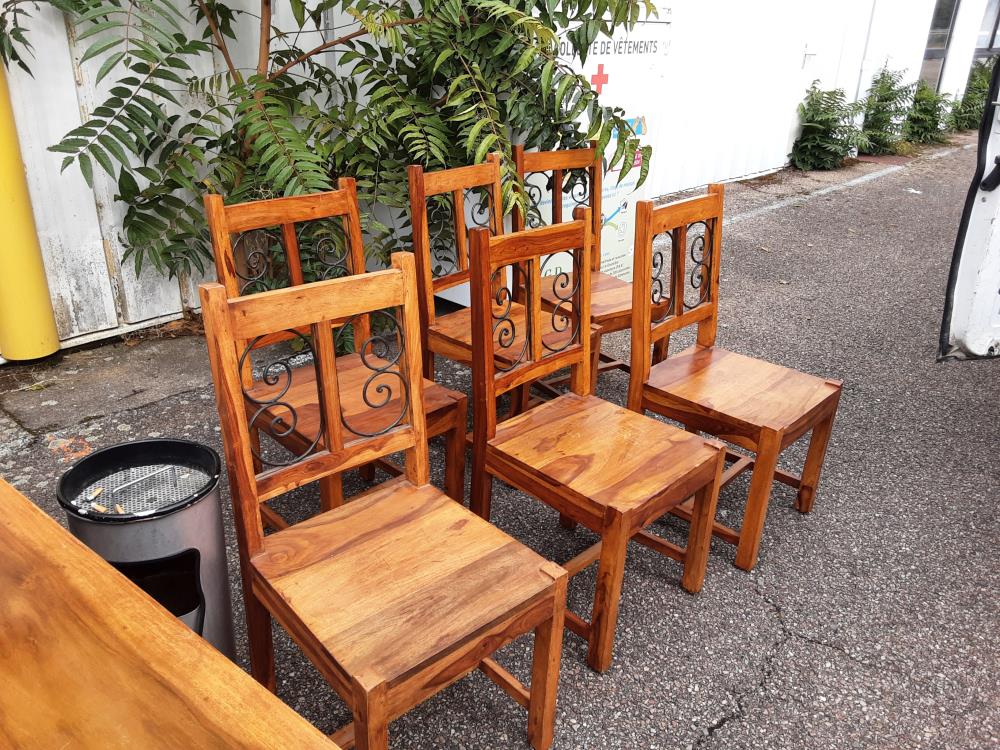 LOT DE 6 CHAISES BOIS EXOTIQUE 