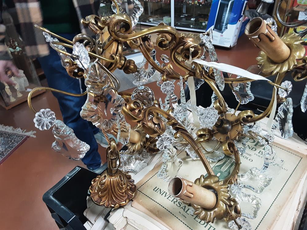 LUSTRE BRONZE DORÉ PAMPILLES 4F