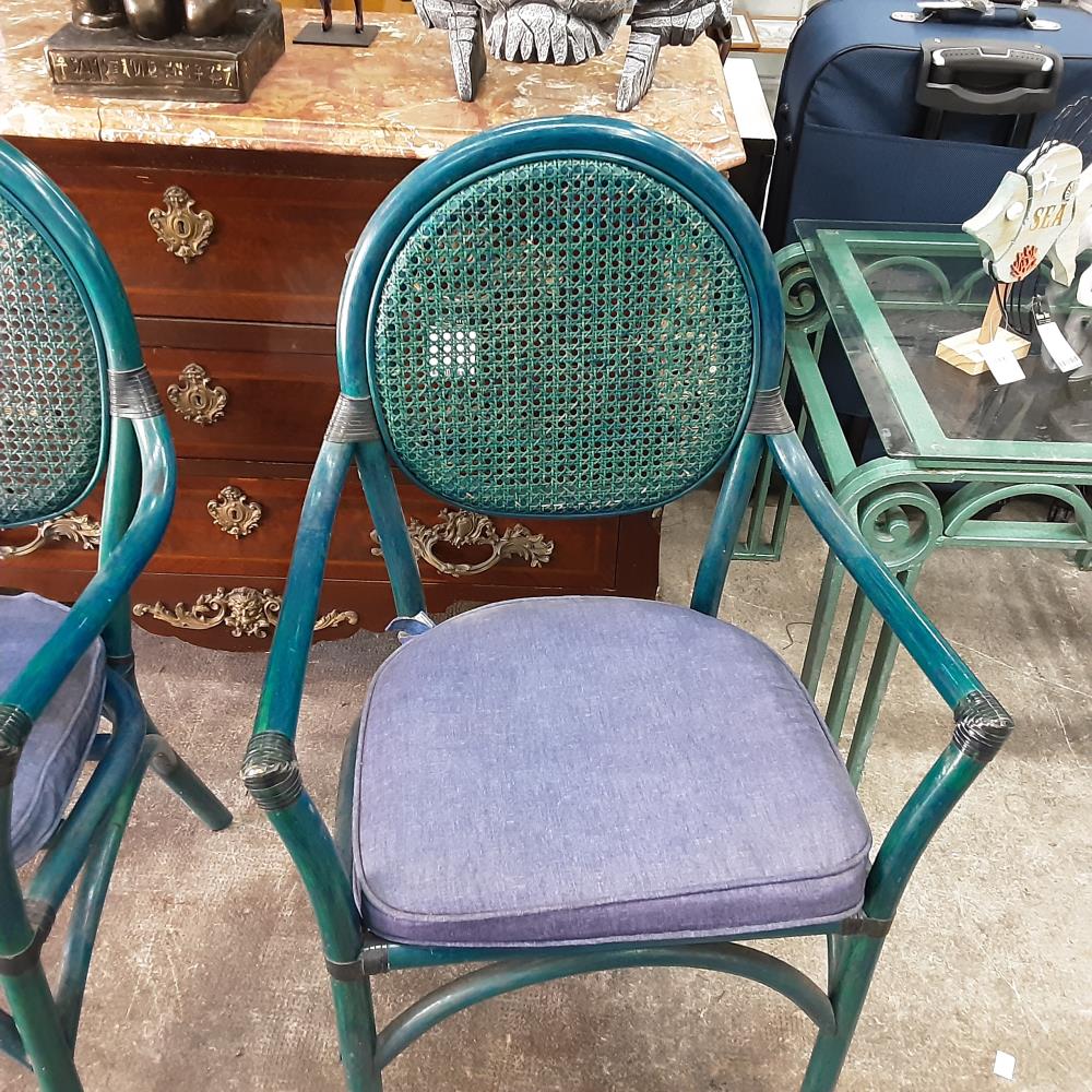 FAUTEUIL ROTIN BLEUE 