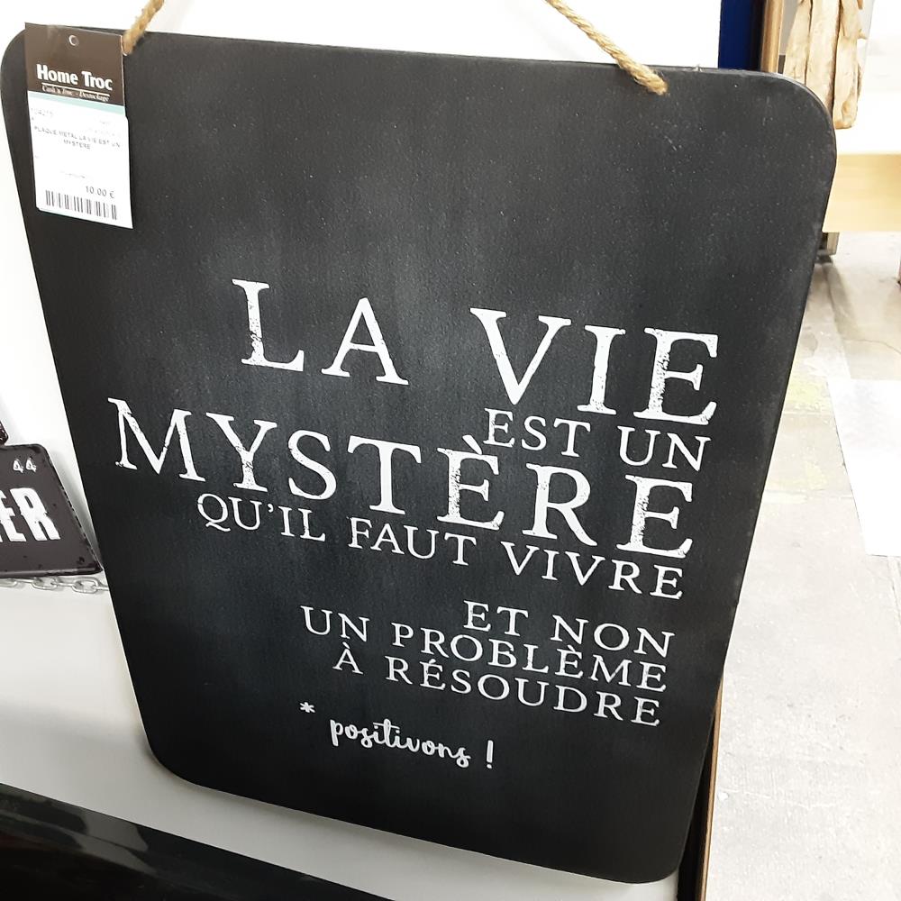 PLAQUE METAL LA VIE EST UN MYSTERE