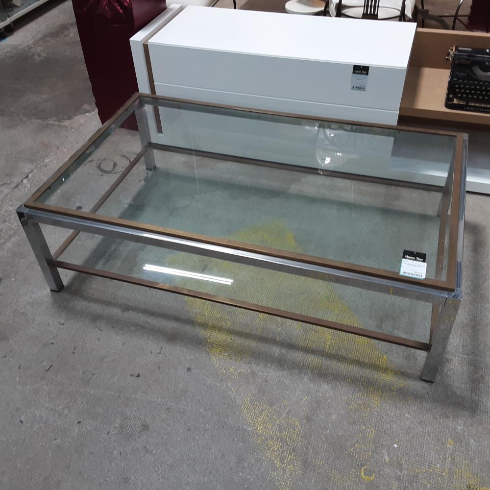 TABLE BASSE RECTANGLE GM VERRE METAL 2 NIV 