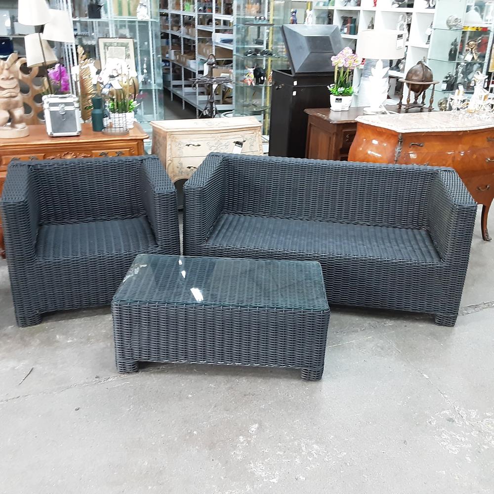 SALON JARDIN 3 PIECES (SANS COUSSIN) RESINE TRESSEE