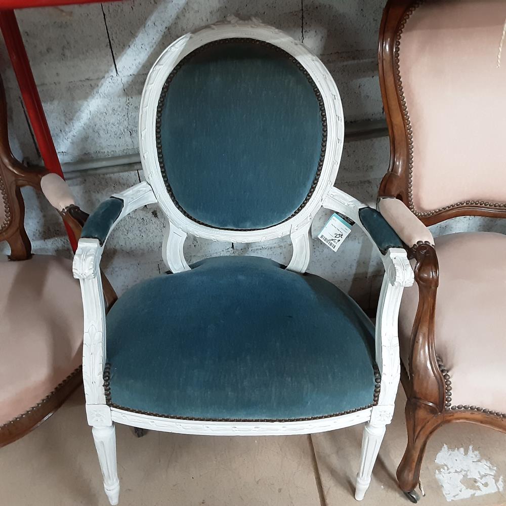 FAUTEUIL TISSU BLEU 