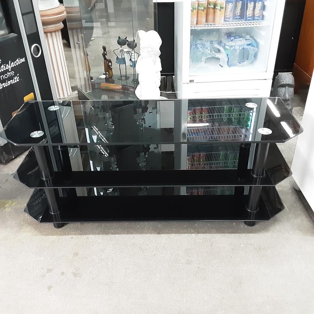 MEUBLE TV VERRE NOIR 