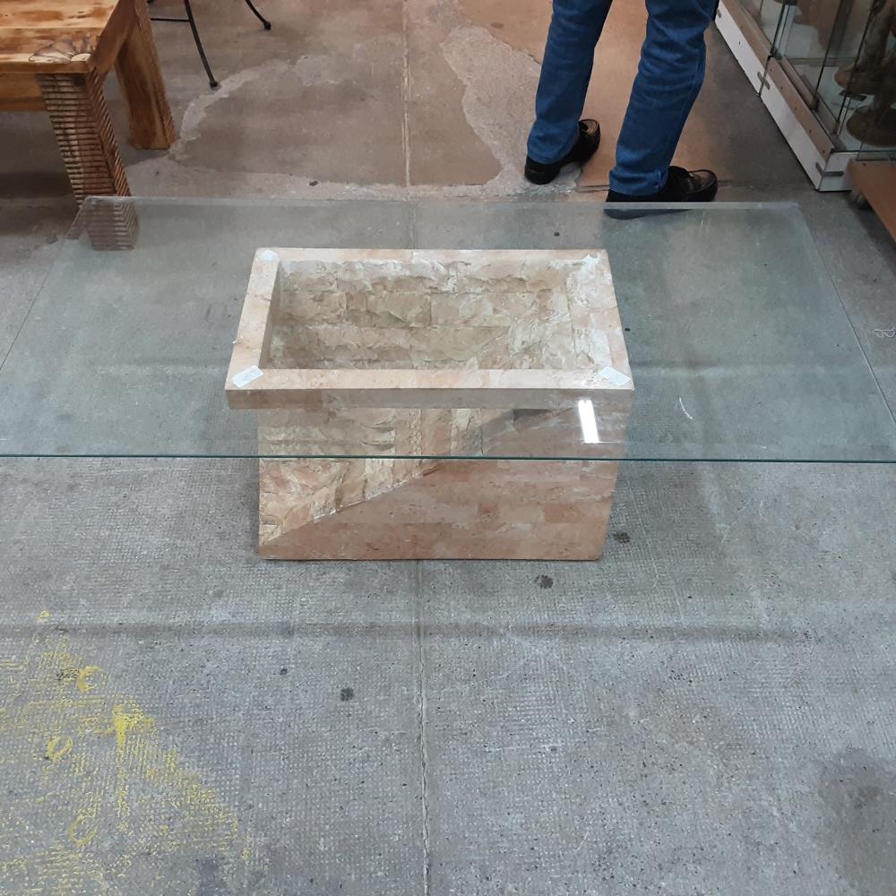 TABLE BASSE RECTANGLE DESSUS VERRE 