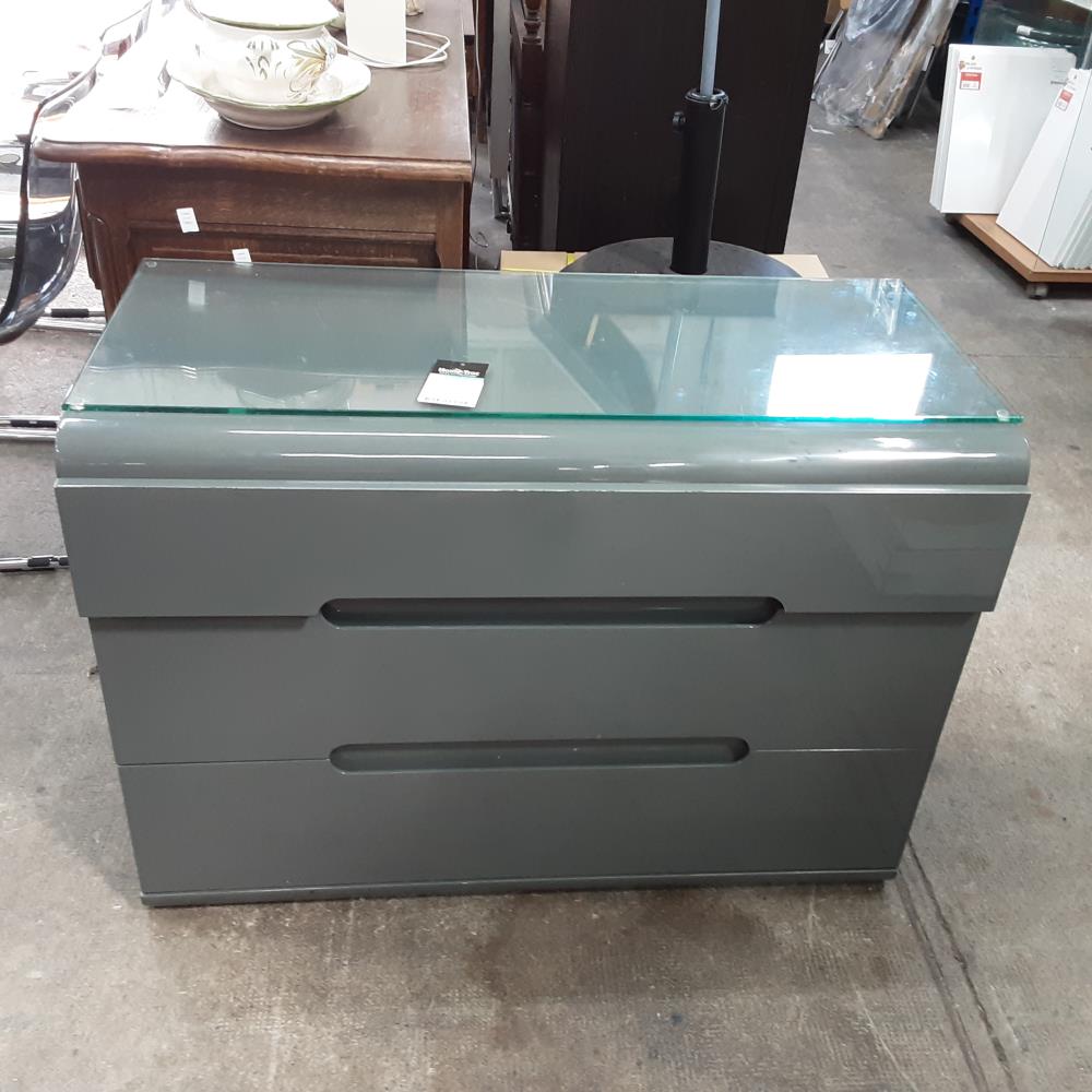 COMMODE 3 TIROIRS GRISE 