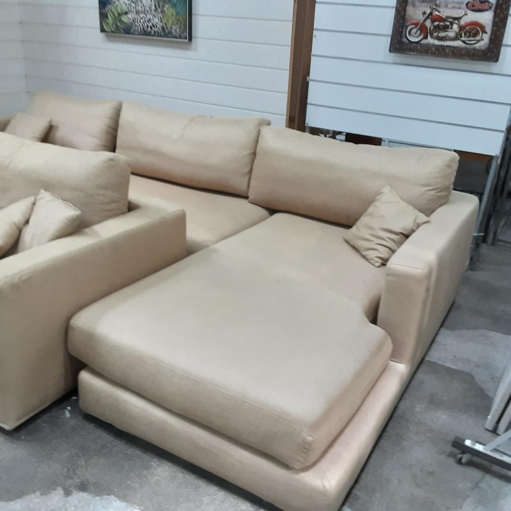 CANAPÉ D’ANGLE TISSU BEIGE 