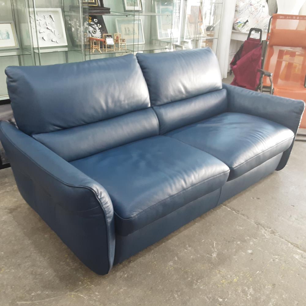 CANAPE CUIR BLEU CONVERTIBLE 