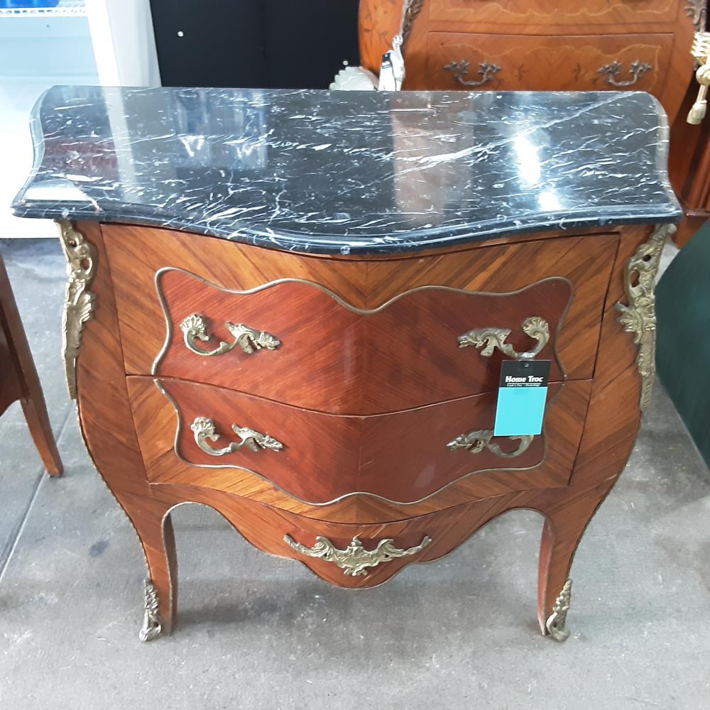 COMMODE 2 TIROIRS DESSUS MARBRE 