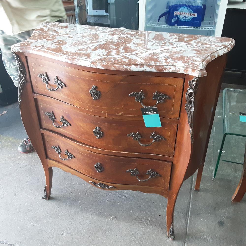 COMMODE 3 TIROIRS DESSUS MARBRE 