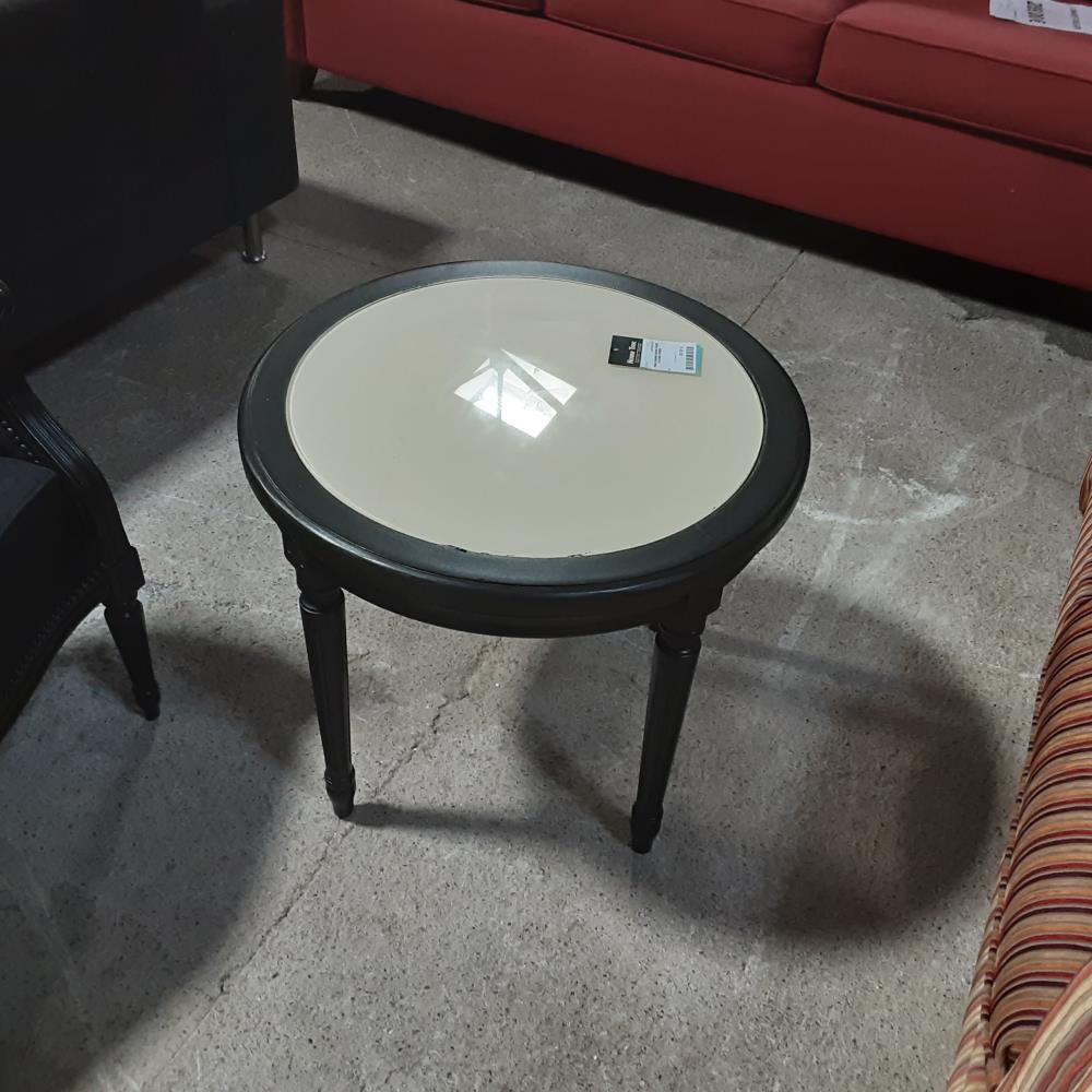 TABLE BASSE RONDE NOIRE PLATEAU CREME