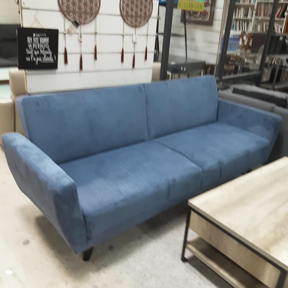 CANAPÉ CONVERTIBLE TISSU BLEU 