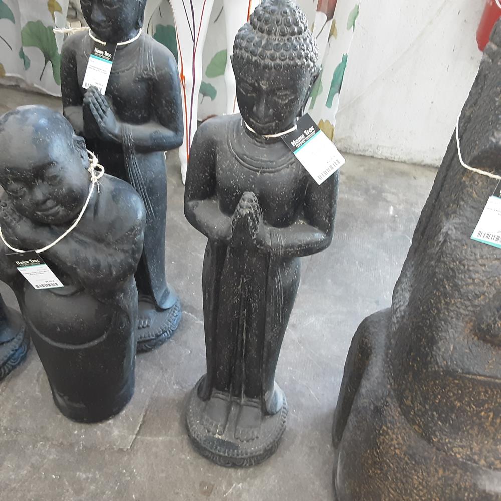 STANDING BUDDHA 100CM "GREETING" BLACK ANTIQUE