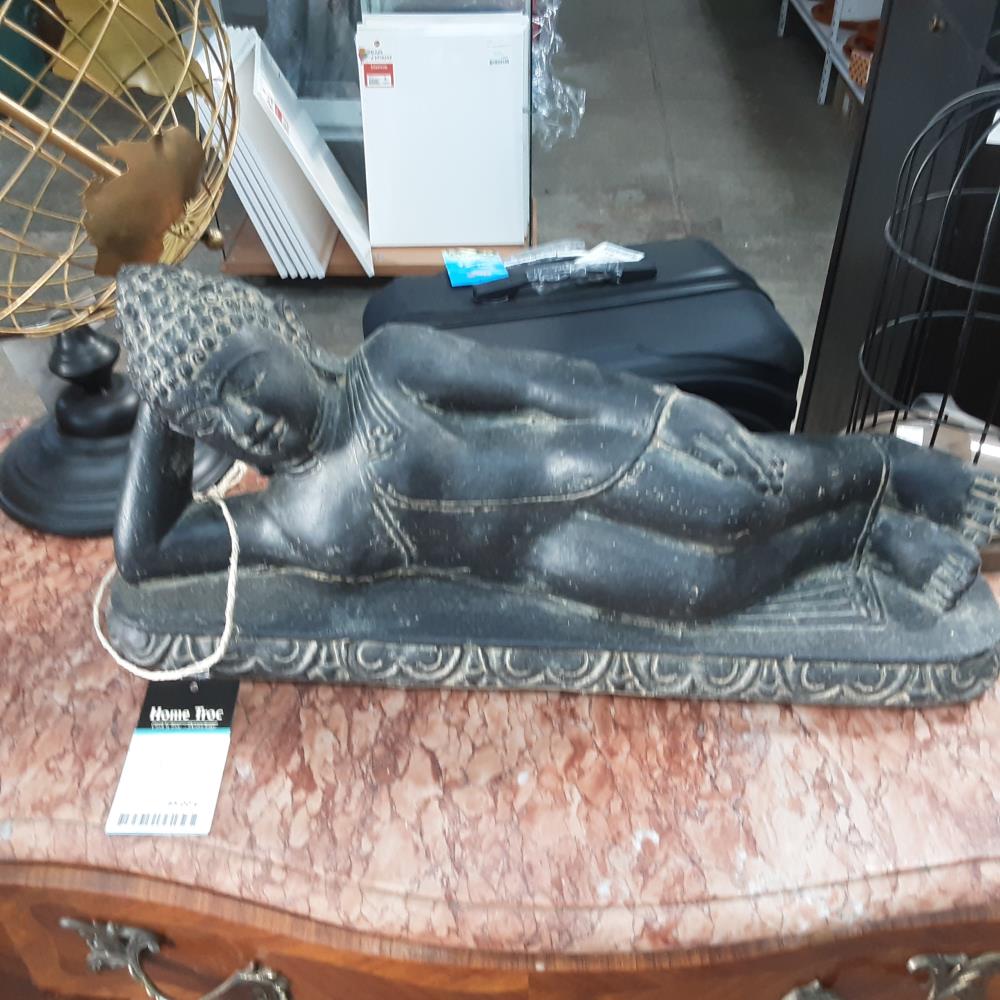 LYING BUDDHA 60CM BLACK ANTIQUE