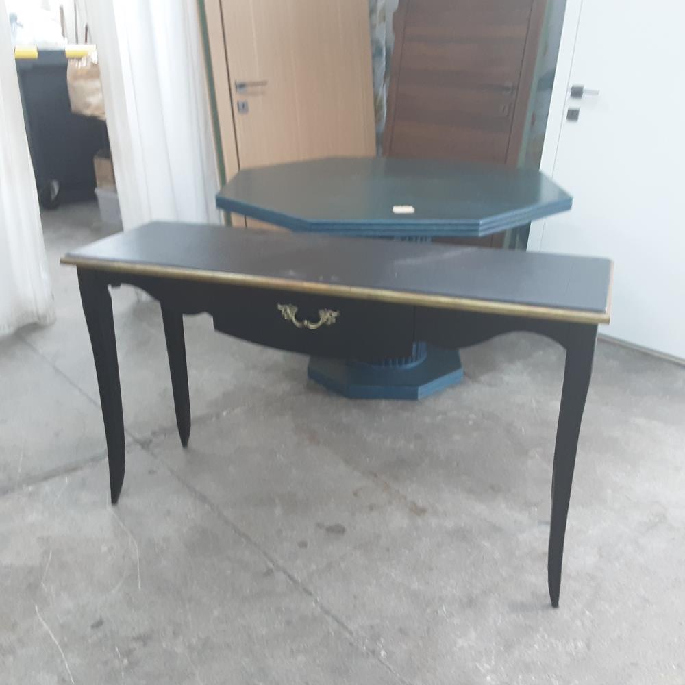 CONSOLE 1 TIROIR NOIR DORE 