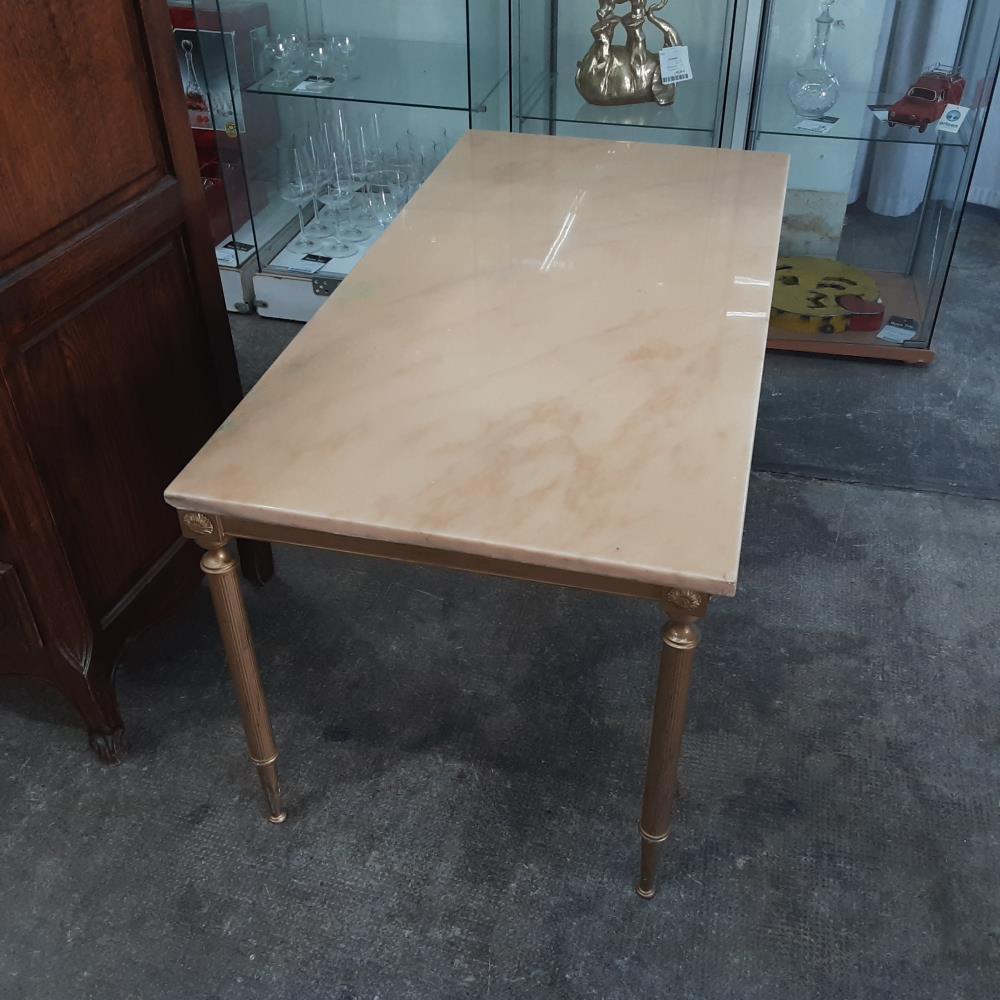 TABLE BASSE DORE DESSUS MARBRE 