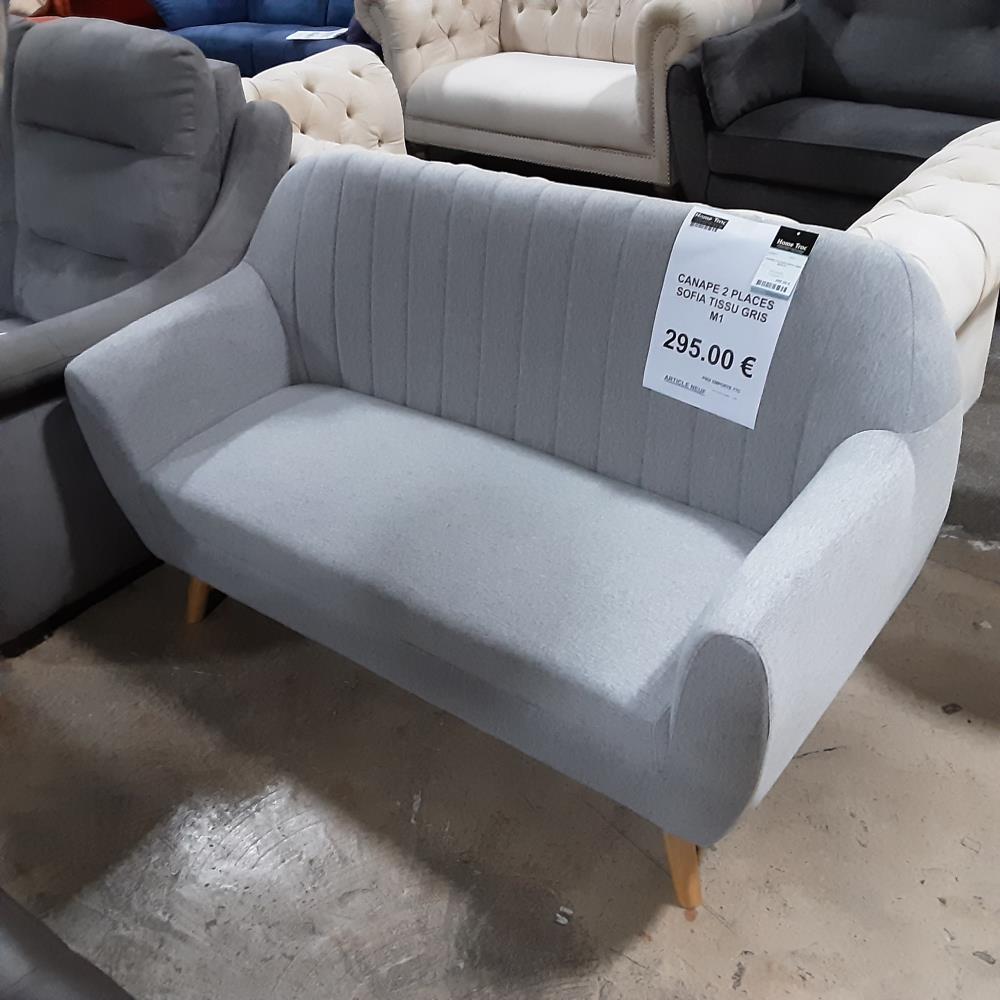 CANAPE 2 PLACES SOFIA TISSU GRIS M1