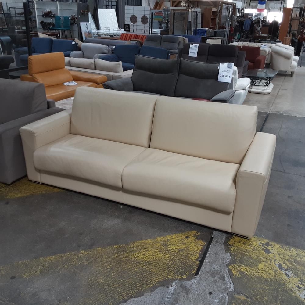 CANAPE CONVERTIBLE CUIR BEIGE ST RAPIDO 