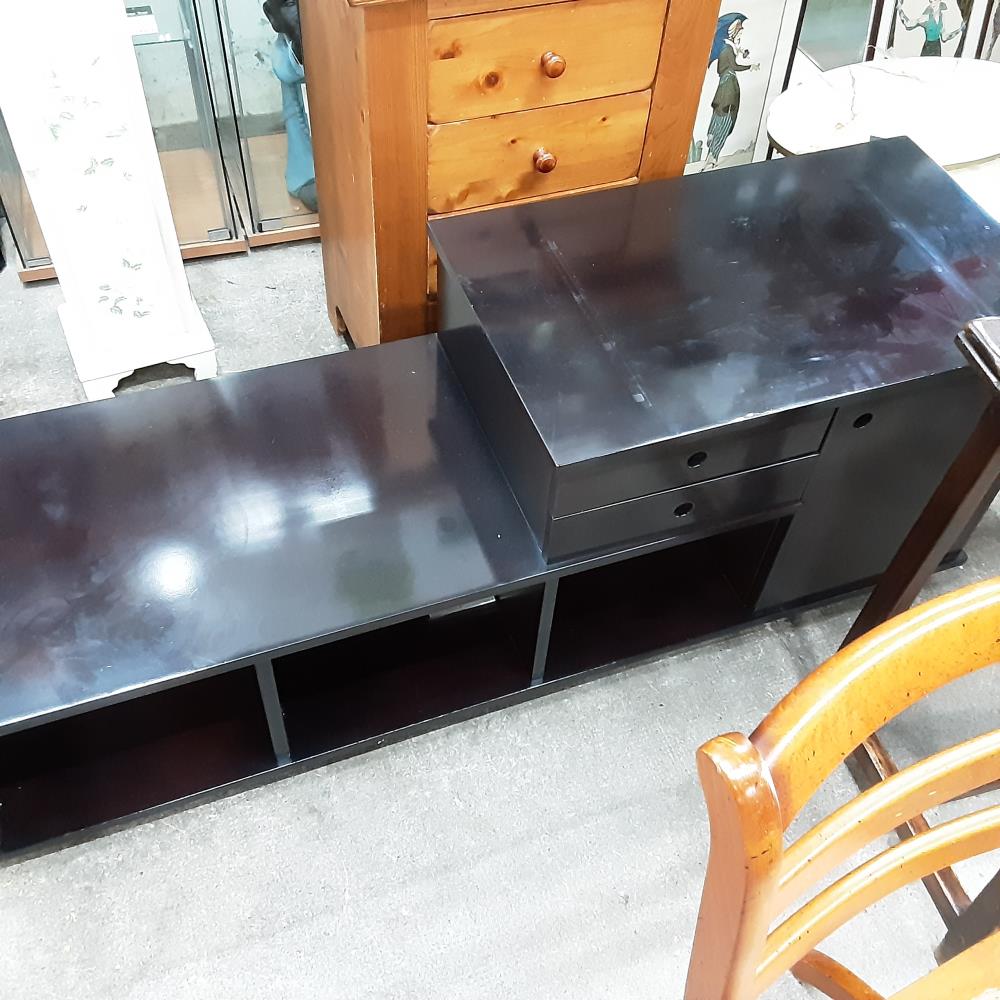 MEUBLE TV NOIR 2T 1P 