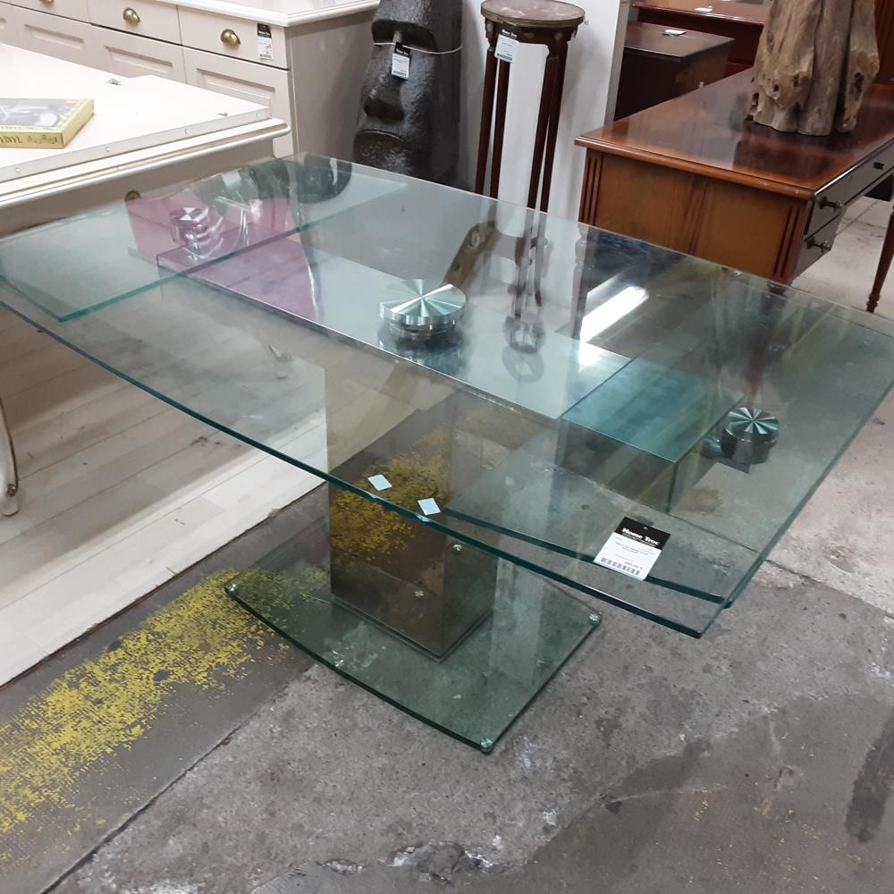 TABLE EN VERRE PLUS RALLONGE