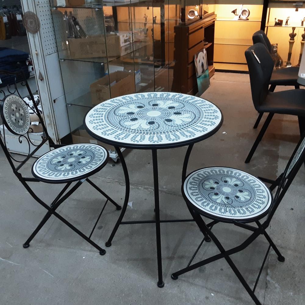 ENSEMBLE TABLE RONDE + 2 CHAISES NOIR 