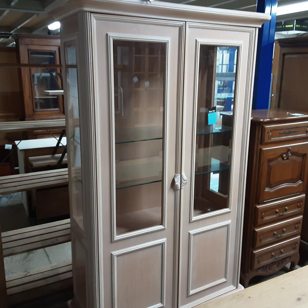 VITRINE 2 PORTES CÉRUSE 