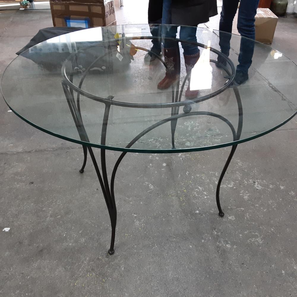 TABLE RONDE FER VERRE 