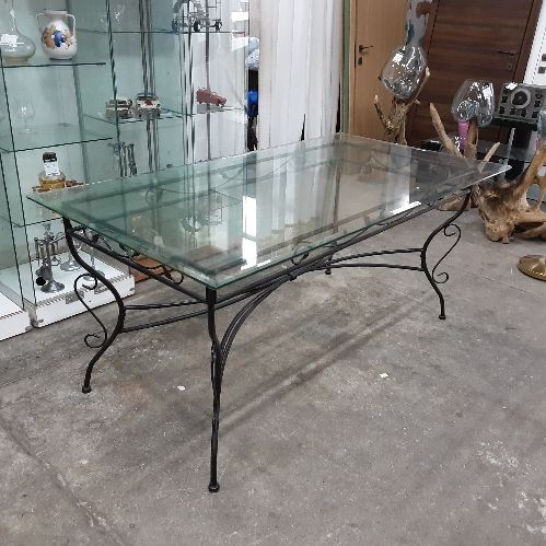 TABLE RECTANGLE FER VERRE 