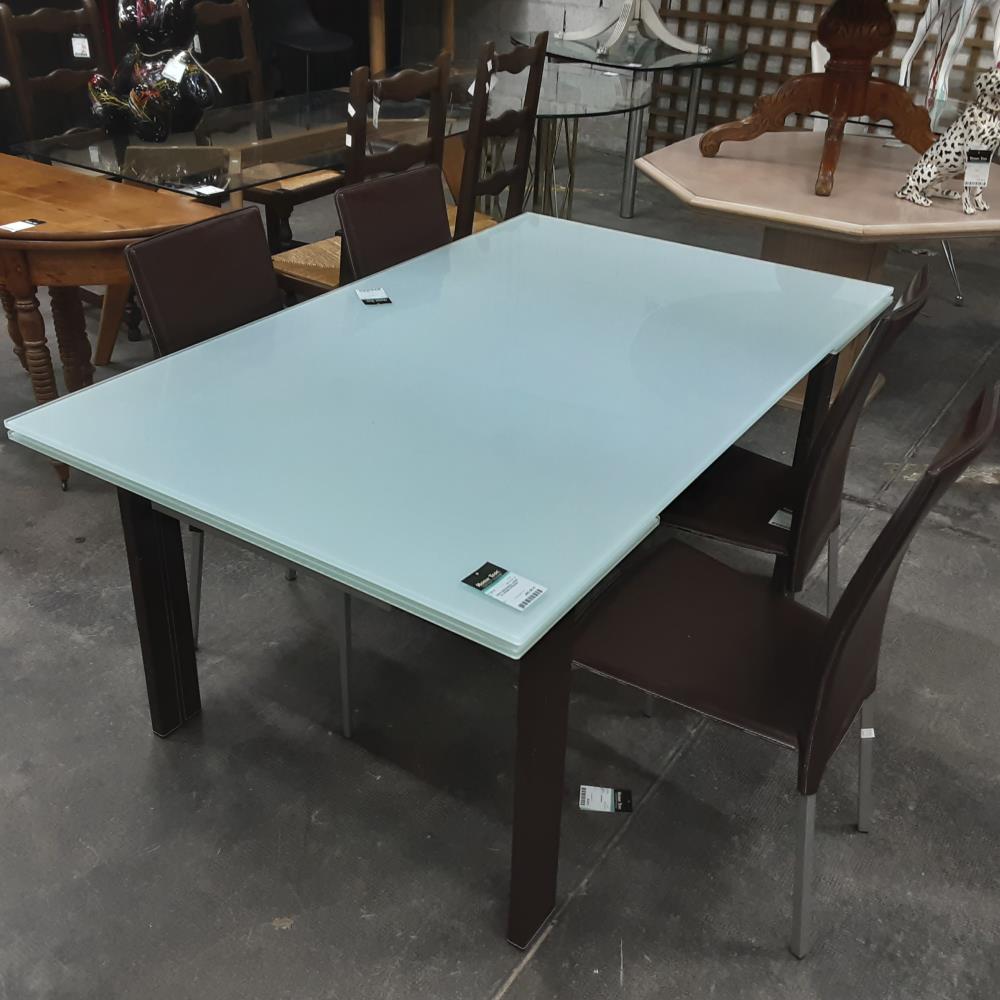 TABLE RECTANGLE VERRE ALLONGES INTEGREE 