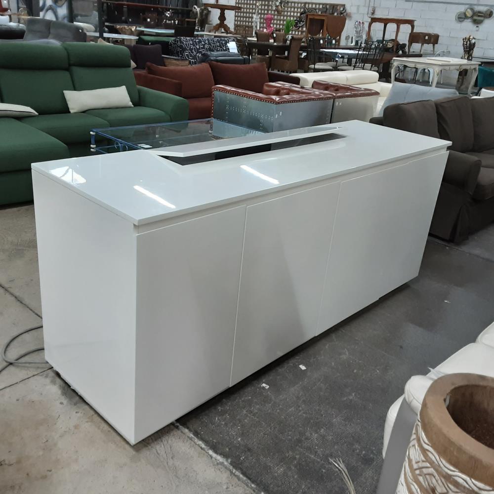 BUFFET BAS 4P BLANC SUP TV ÉLECTRIQUE 