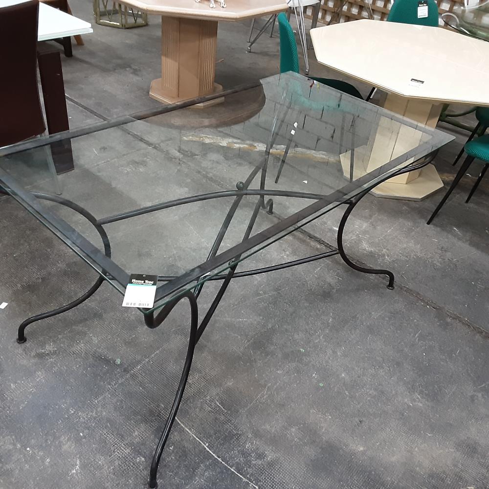 TABLE RECTANGLE FER VERRE 